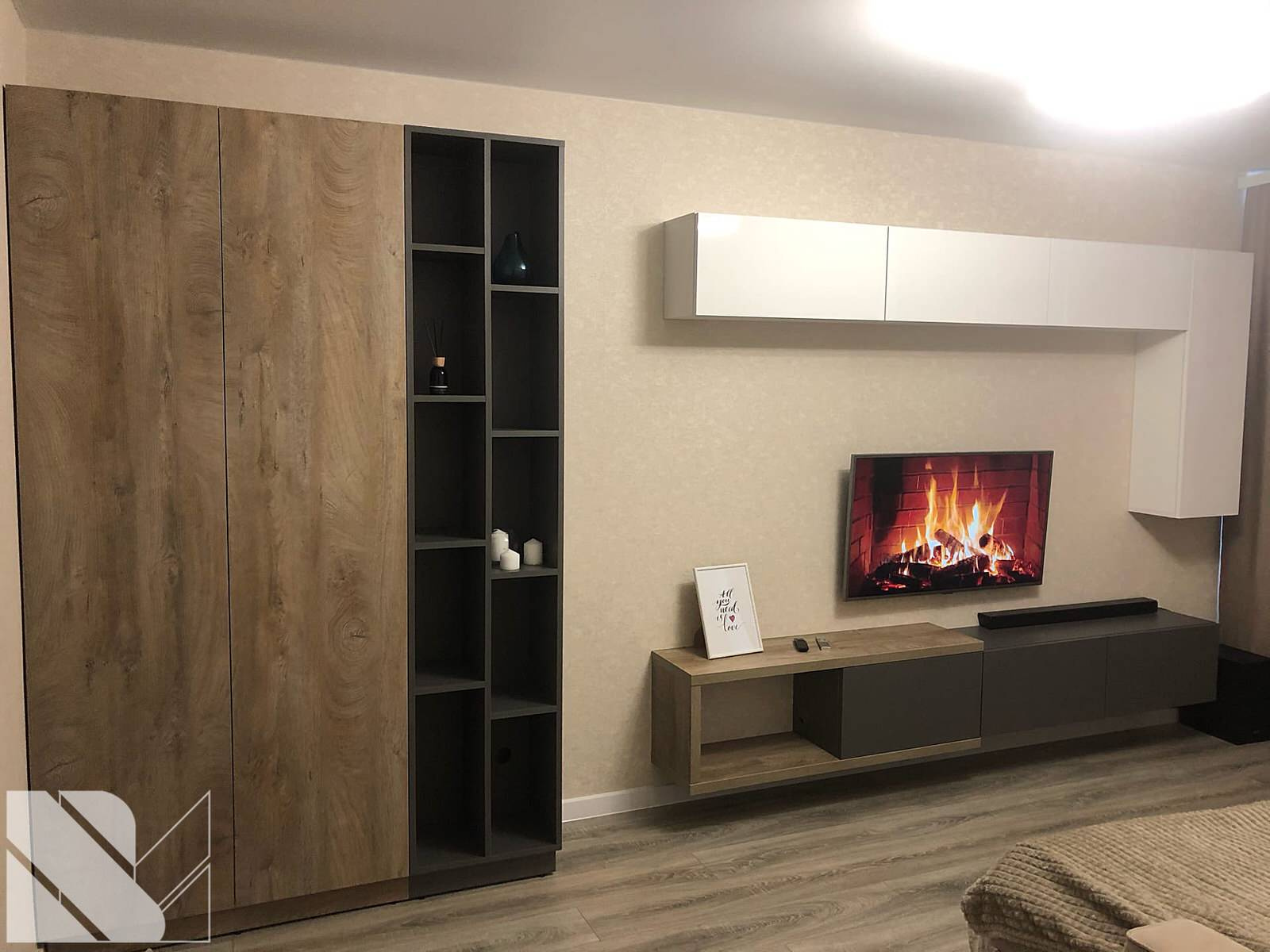 Стенка для гостиной в стиле минимализм