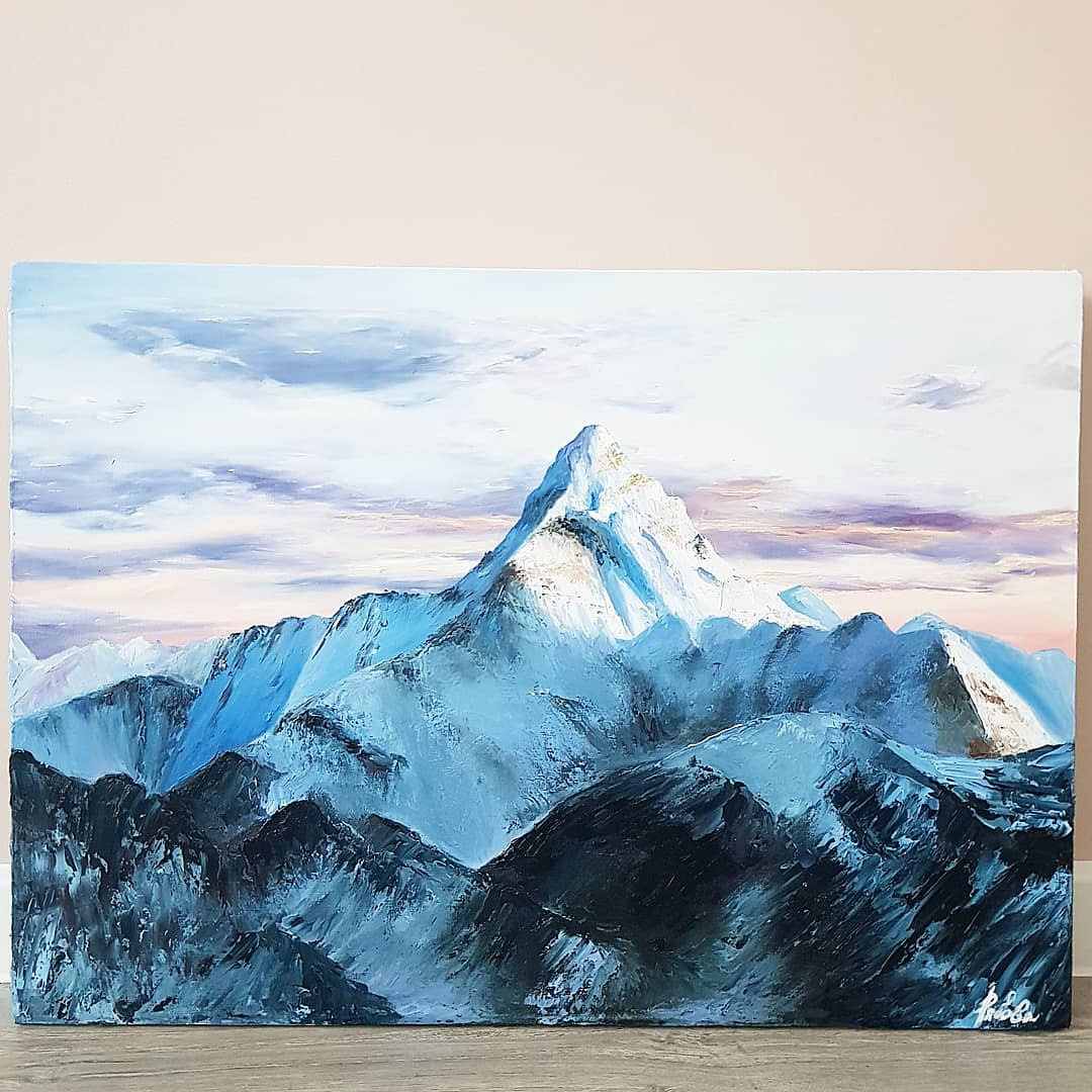 Обложка проекта: Горы, масло, холст