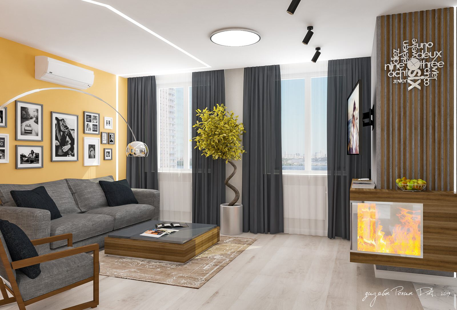 Дизайн-проект гостиной-кухни кухни в 3-х комнатной квартире