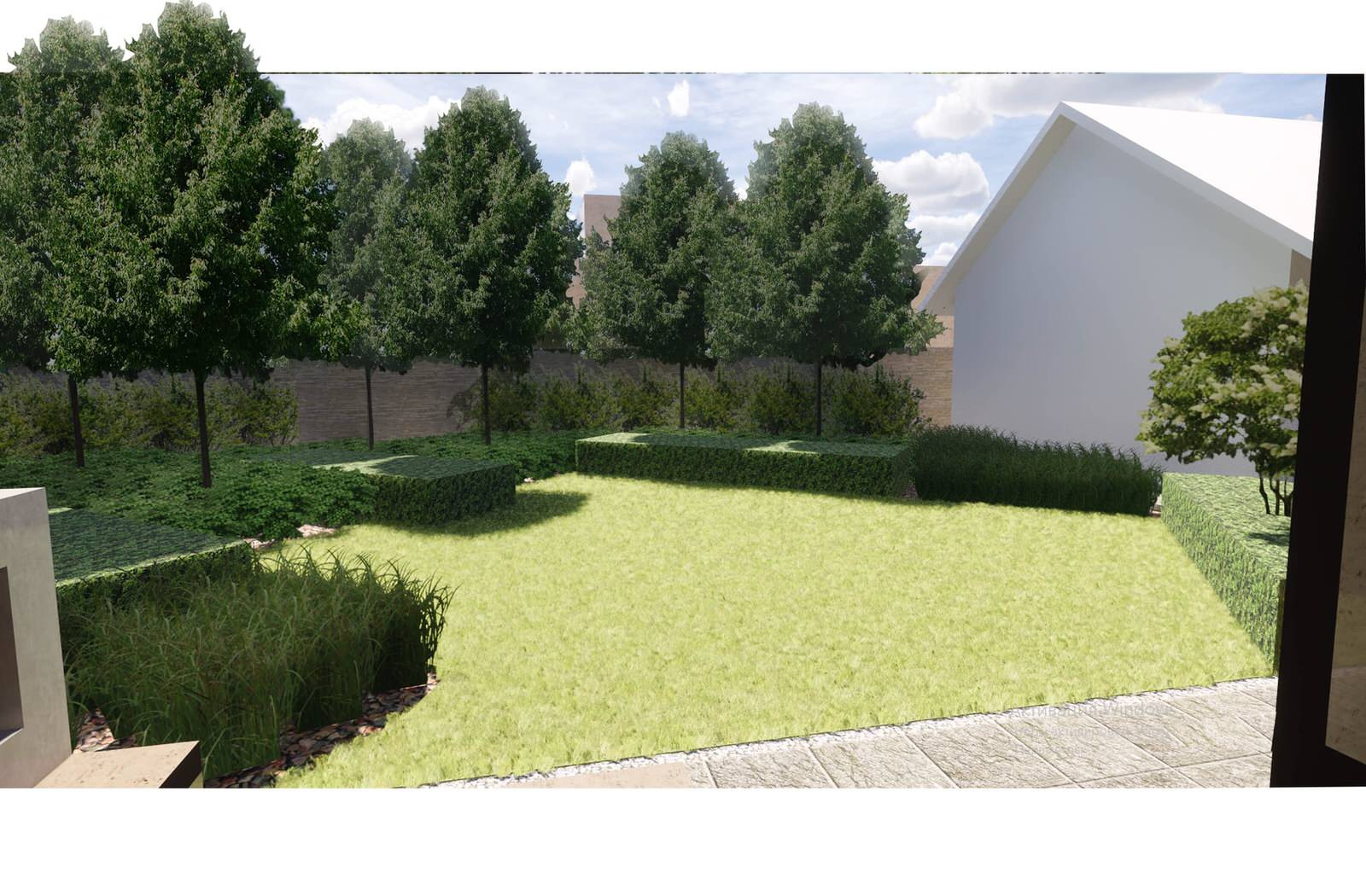 вид на сад с террасы