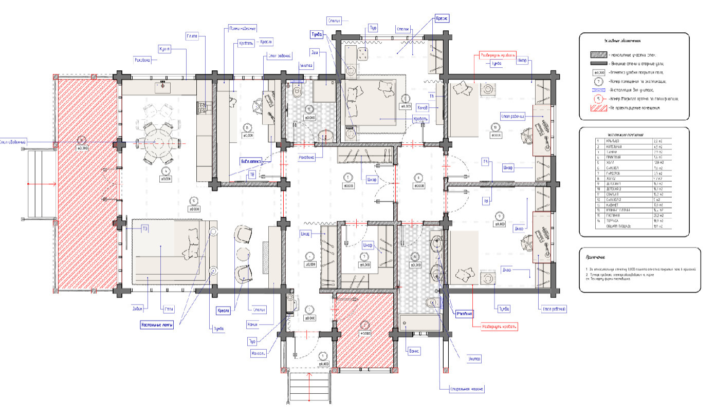 Одноэтажный дом из клееного бруса 168 м.кв.