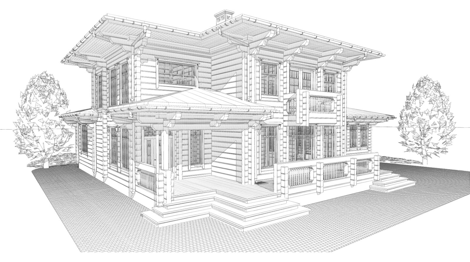 Двух этажный дом из клееного бруса с баней 325 м.кв.