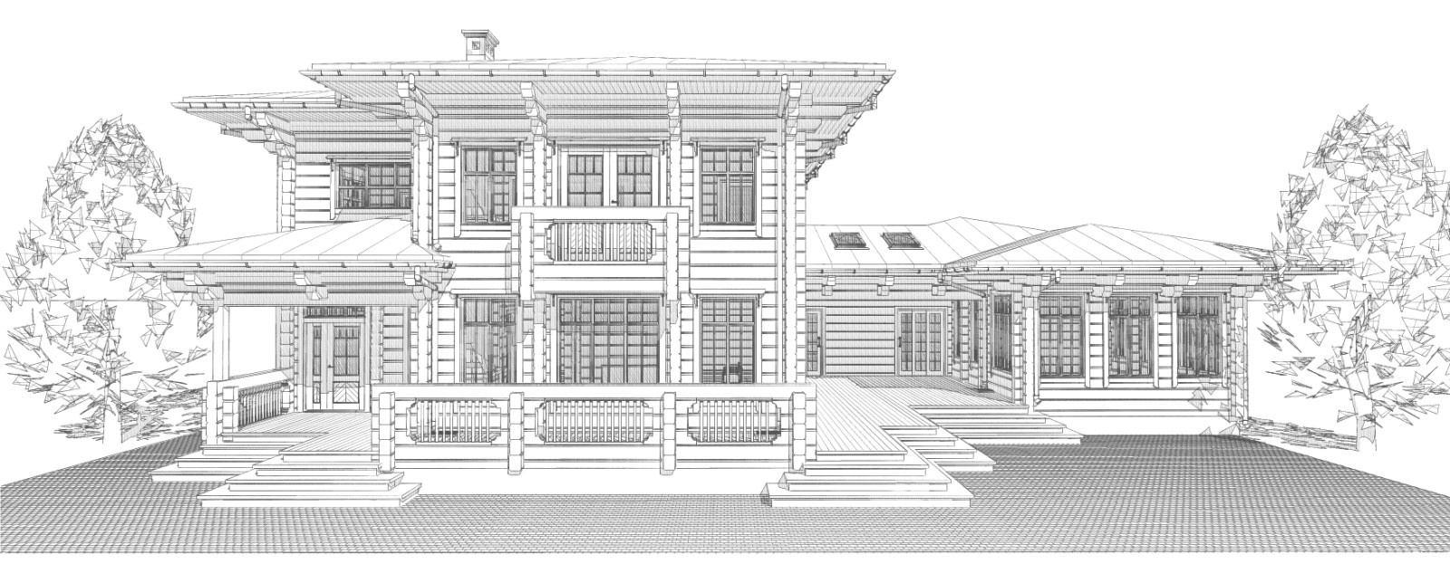 Двух этажный дом из клееного бруса с баней 325 м.кв.