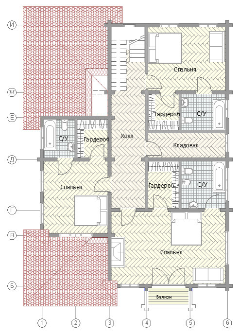 Двух этажный дом из клееного бруса с баней 325 м.кв.