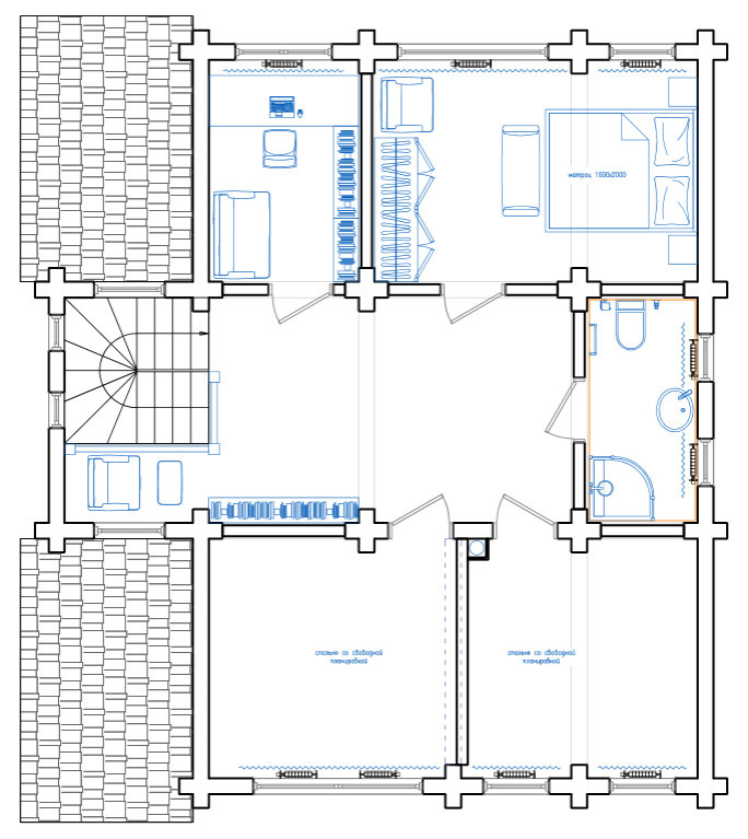 Дача модерн из оцилиндрованного бревна 141 м.кв.