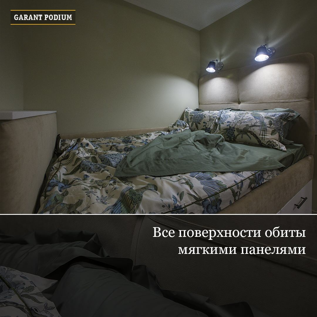 Мягкий подиум-кровать с ящиками Intima