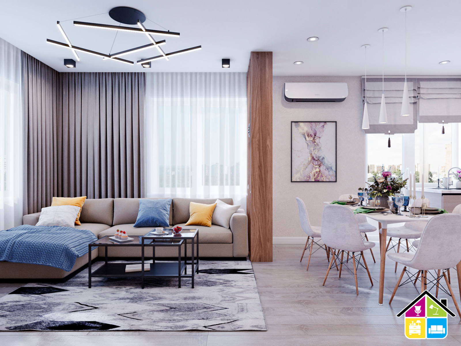 Дизай-проект квартиры в 82 кв.м. Петроглиф парк