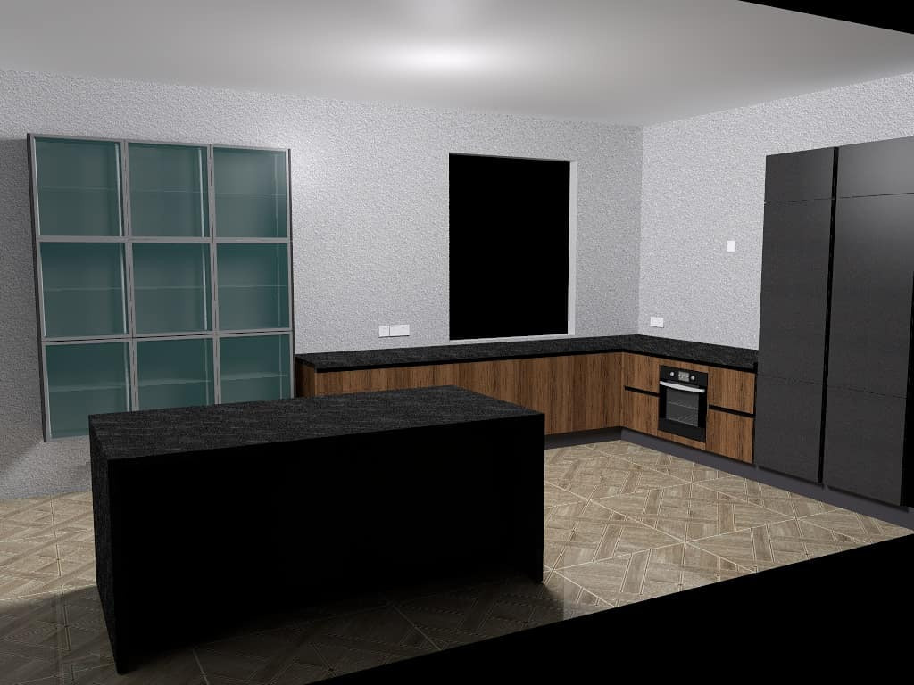 Кухня с фасадами TSS CLEAF и натуральным шпоном ореха