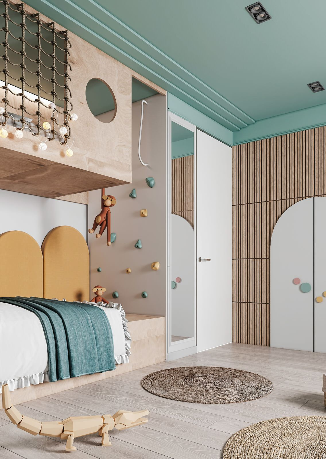 3D visualisation children's room for a 6 year old girl, 18.2 square meter.