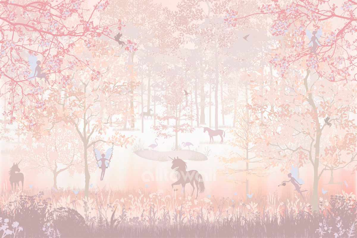 Сверкающая детская с волшебным лесом на обоях Alltowall с защитным покрытием