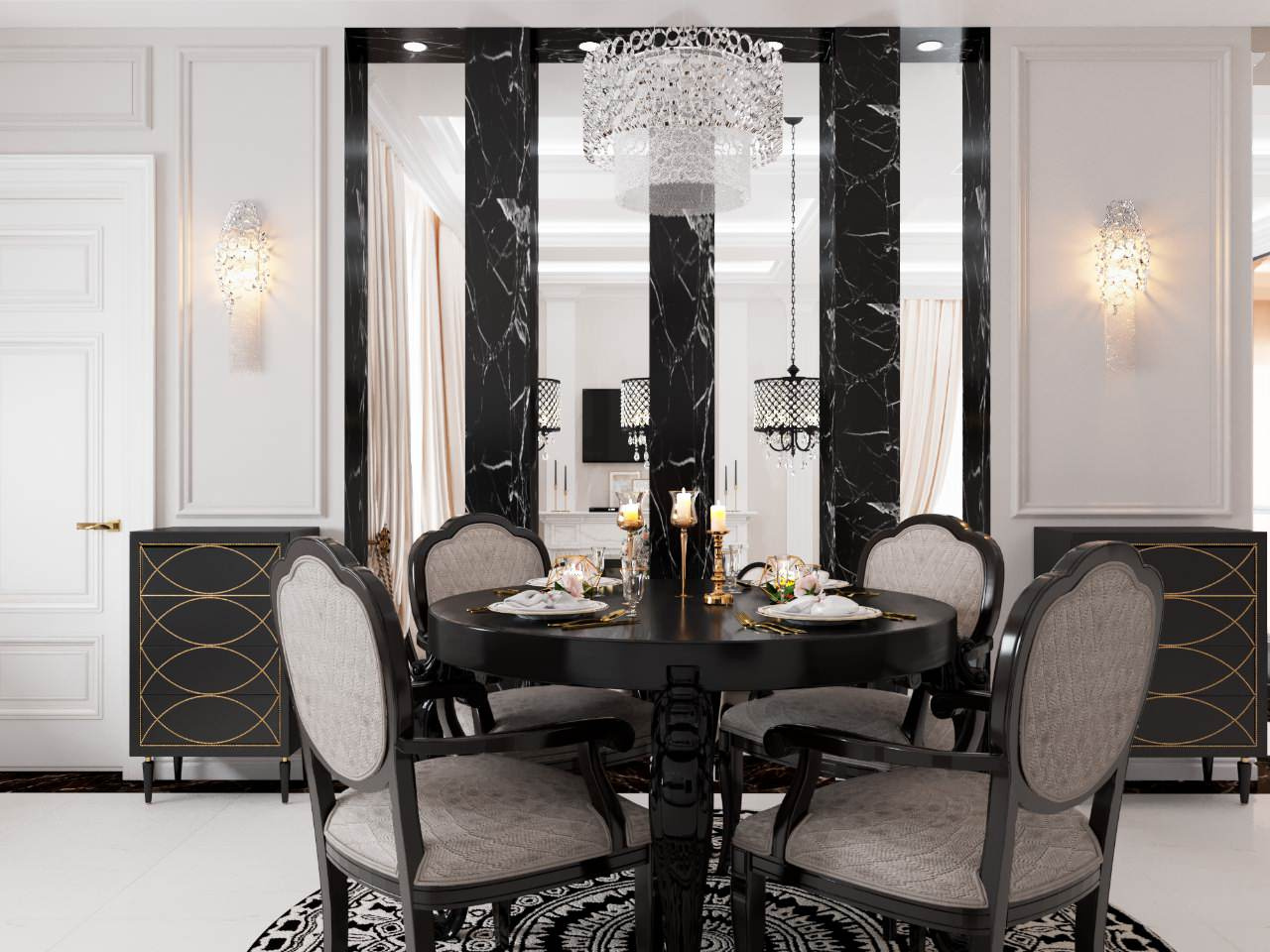 Загородный дом (кухня,гостиная) в стиле арт деко