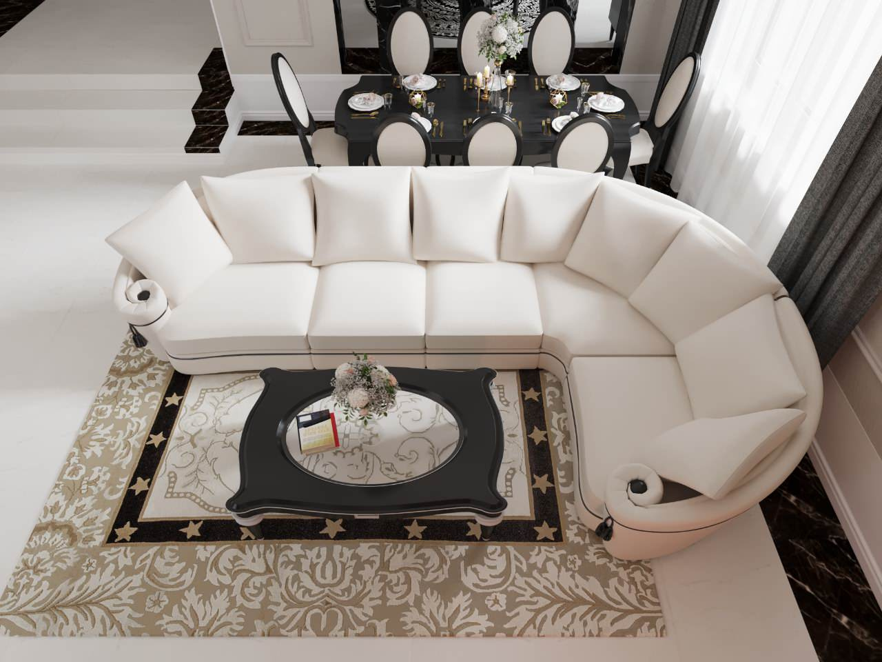 Загородный дом (кухня,гостиная) в стиле арт деко