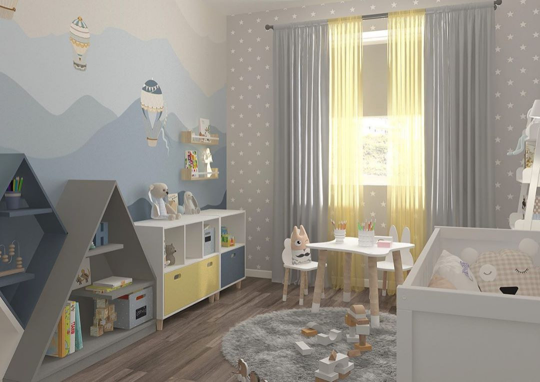 Удобная комната для новорожденного и мамы с обоями Alltowall