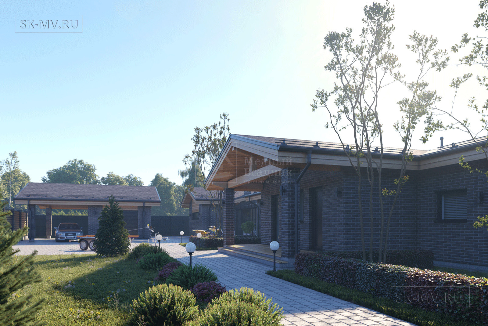 Проект одноэтажного коттеджа "Дом на озере" | 228 кв.м | sk-mv.ru