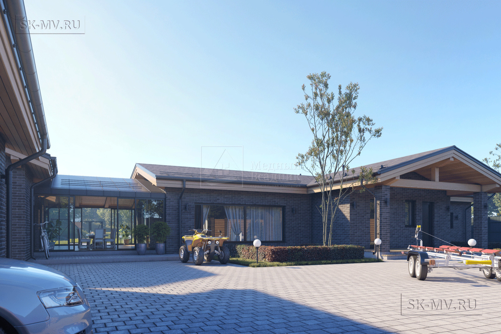 Проект одноэтажного коттеджа "Дом на озере" | 228 кв.м | sk-mv.ru