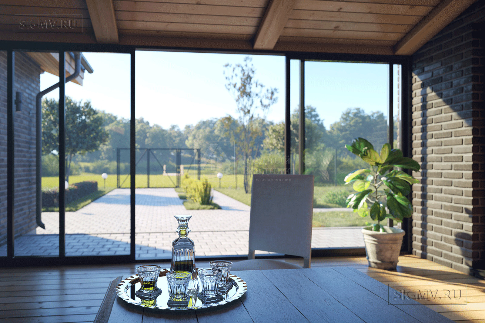 Проект одноэтажного коттеджа "Дом на озере" | 228 кв.м | sk-mv.ru