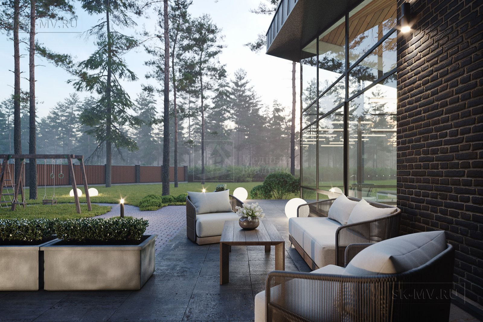 Проект современного коттеджа "Ривер Парк 2" | 828 кв.м | sk-mv.ru