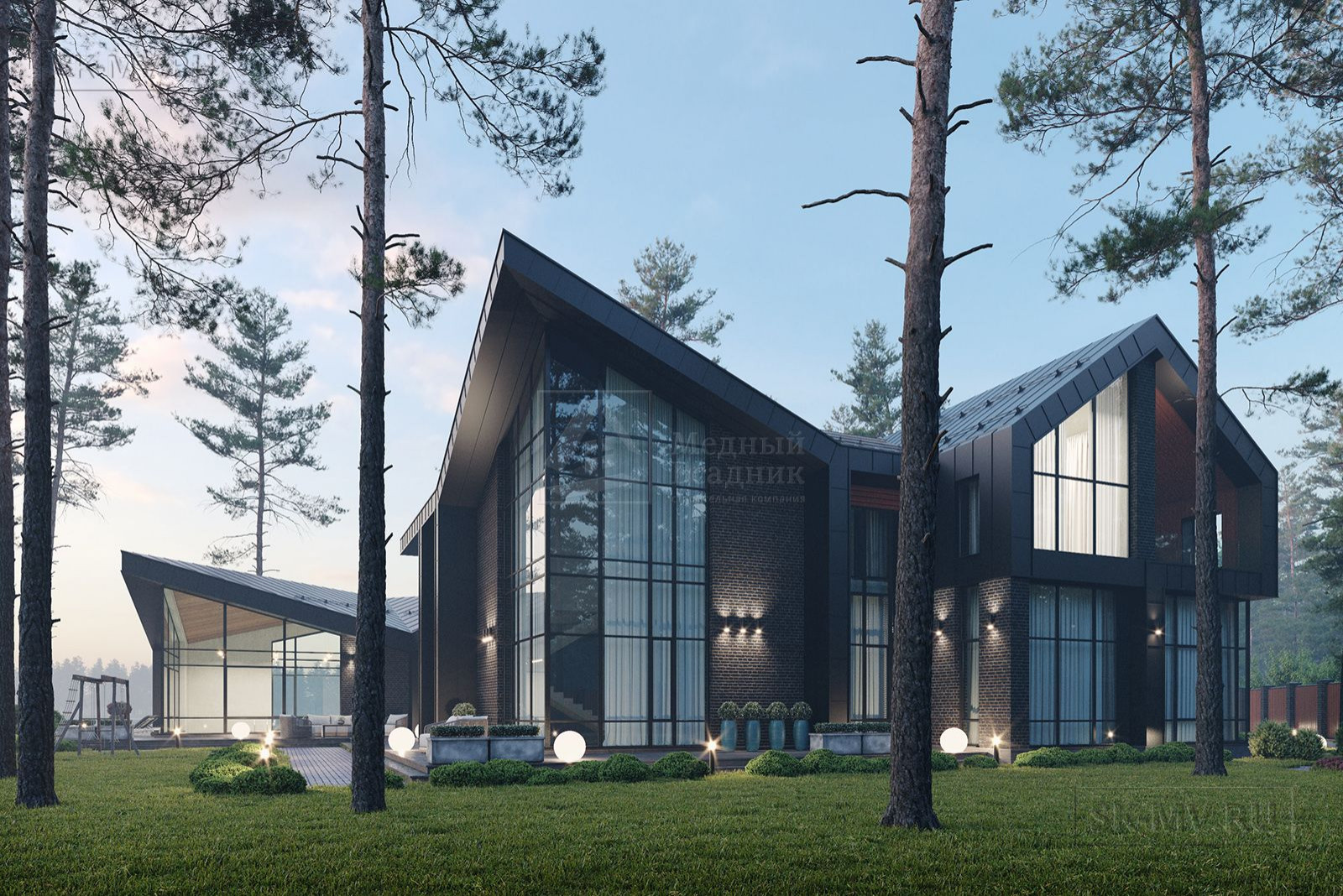 Проект современного коттеджа "Ривер Парк 2" | 828 кв.м | sk-mv.ru