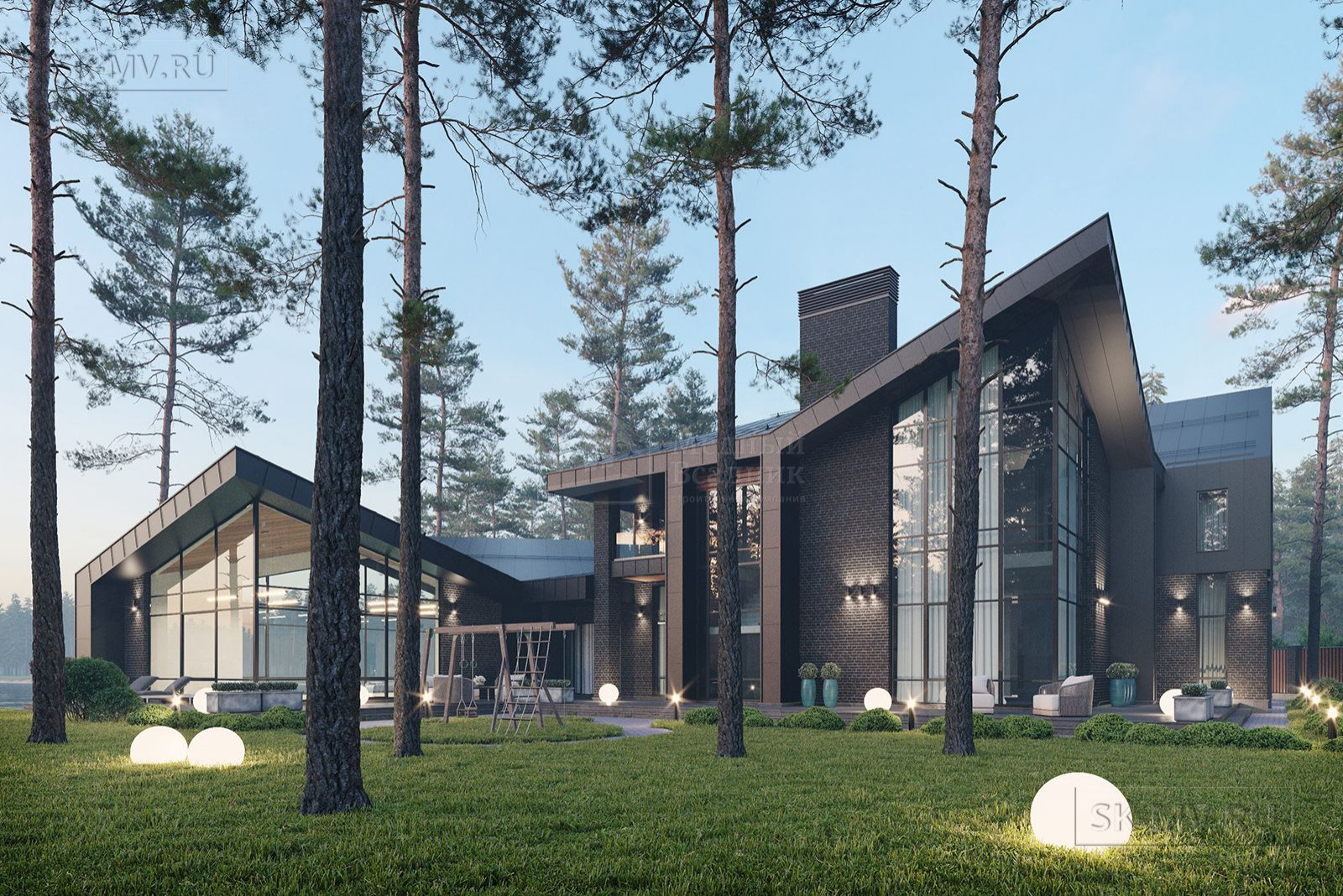 Проект современного коттеджа "Ривер Парк 2" | 828 кв.м | sk-mv.ru