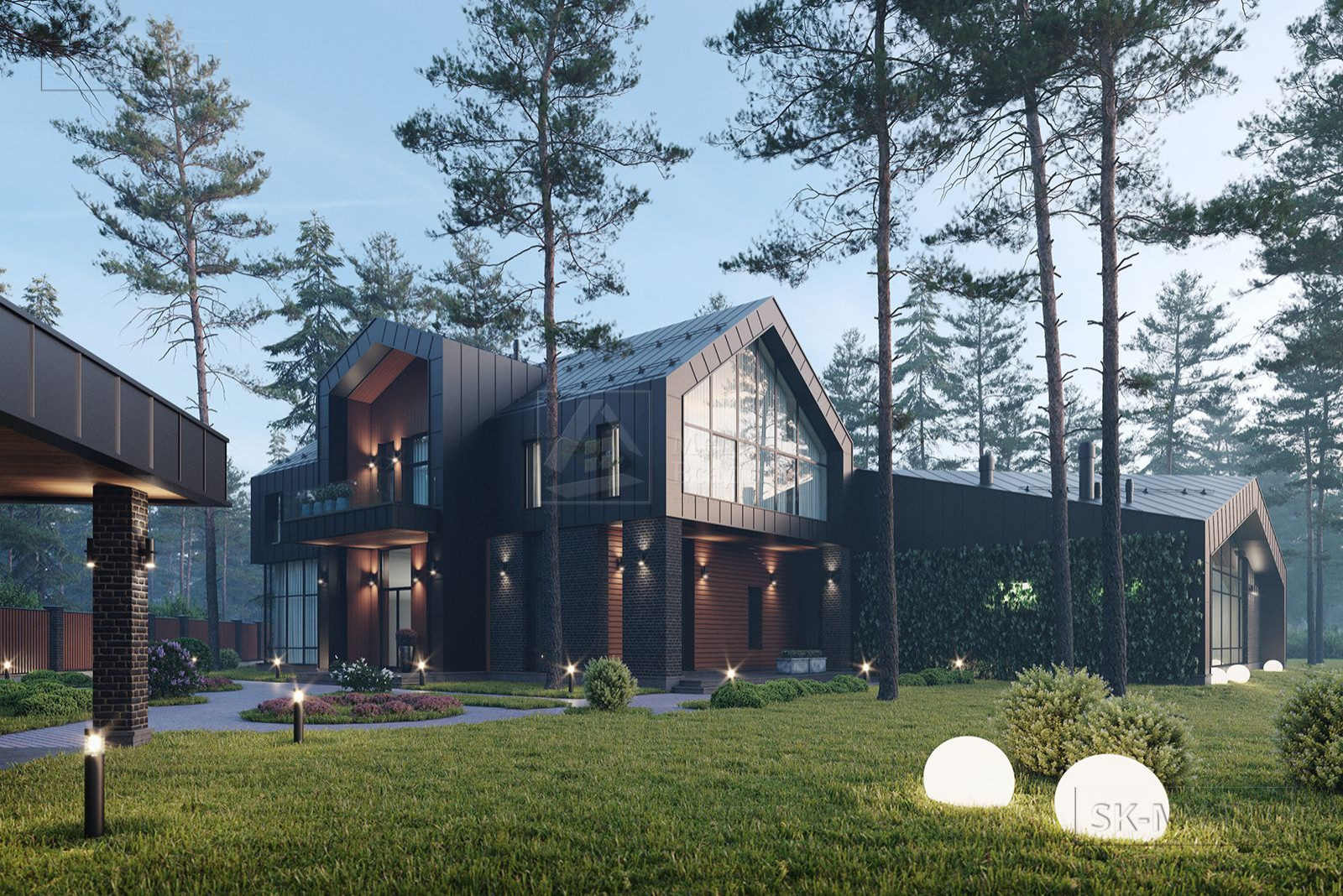 Проект современного коттеджа "Ривер Парк 2" | 828 кв.м | sk-mv.ru