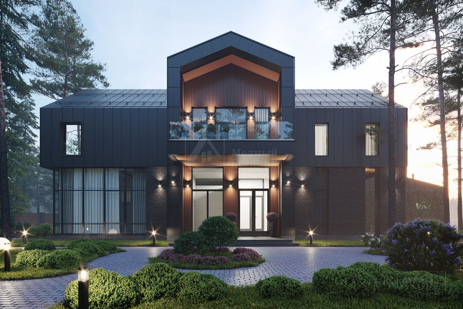 Проект современного коттеджа "Ривер Парк 2" | 828 кв.м | sk-mv.ru