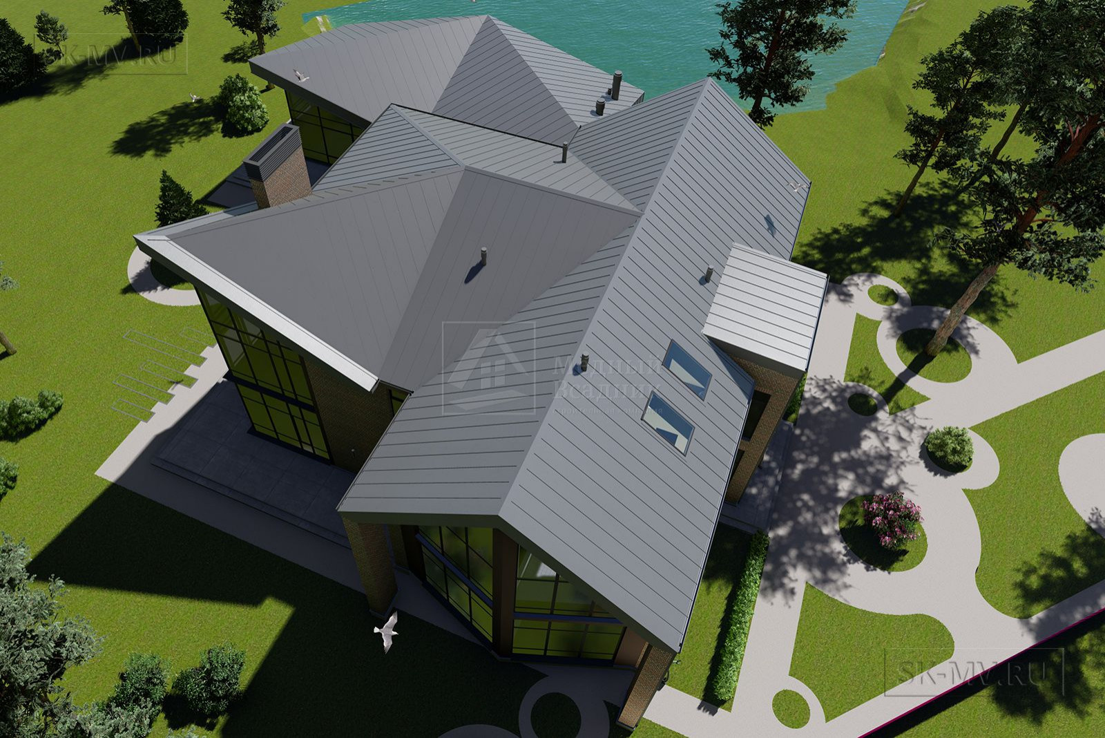Обложка проекта: Проект современного коттеджа "Ривер Парк 2" | 828 кв.м | sk-mv.ru