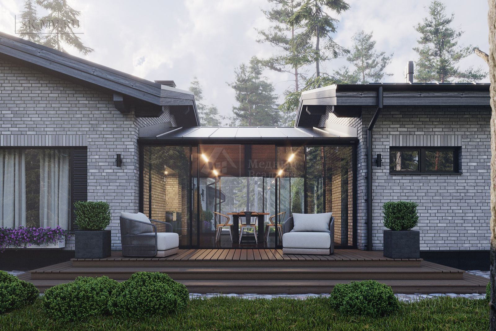 Проект одноэтажного дома "Ривер Парк" | 314 кв.м | sk-mv.ru