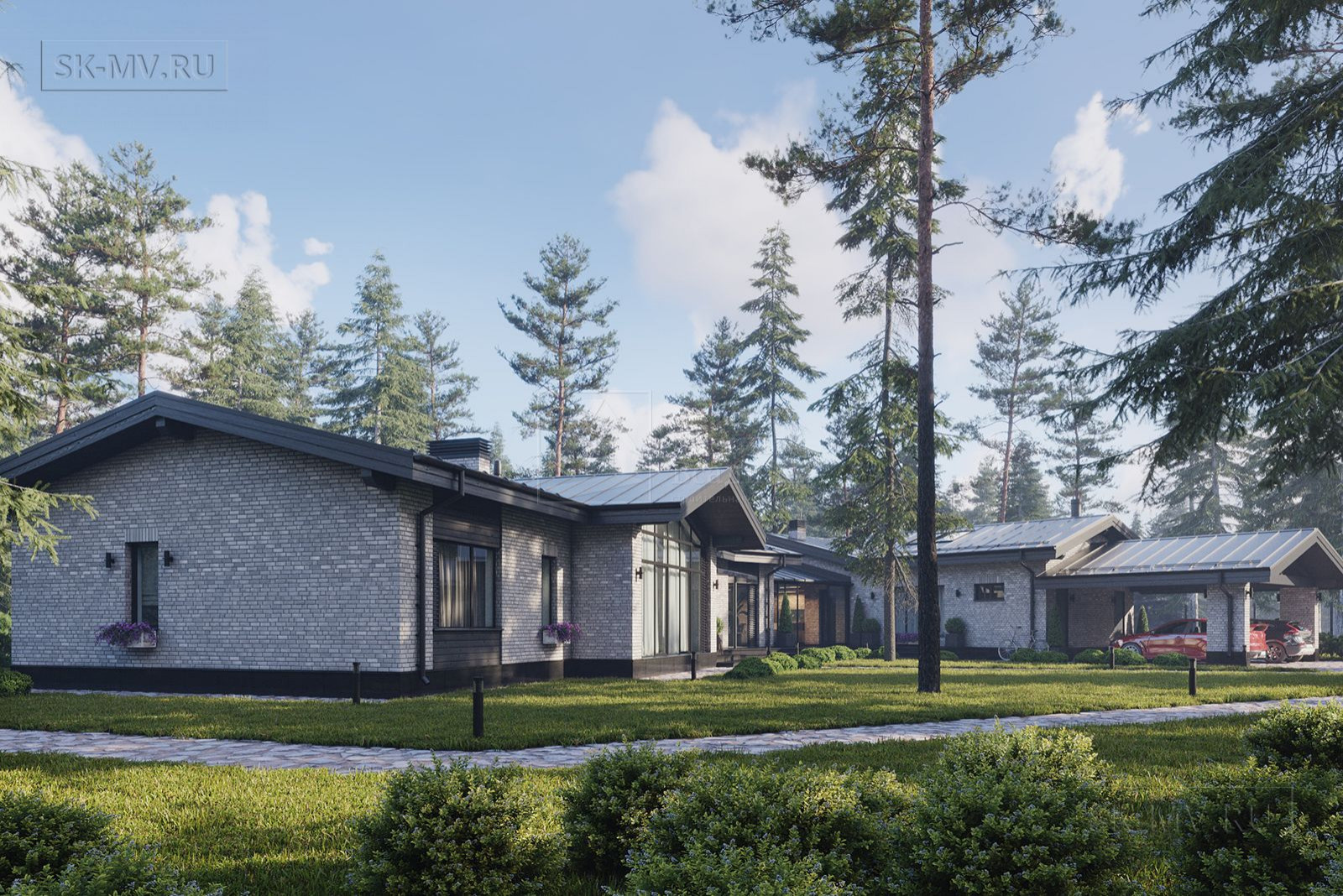 Проект одноэтажного дома "Ривер Парк" | 314 кв.м | sk-mv.ru