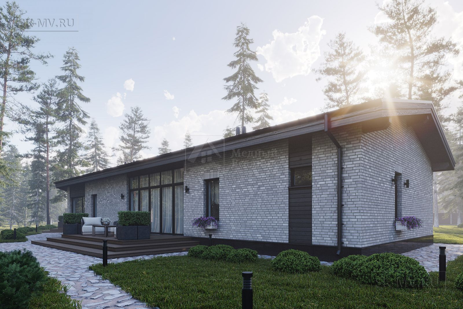 Проект одноэтажного дома "Ривер Парк" | 314 кв.м | sk-mv.ru