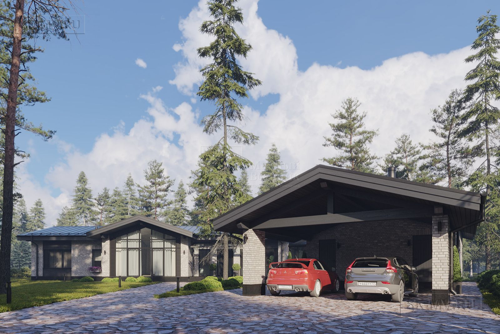 Обложка проекта: Проект одноэтажного дома "Ривер Парк" | 314 кв.м | sk-mv.ru