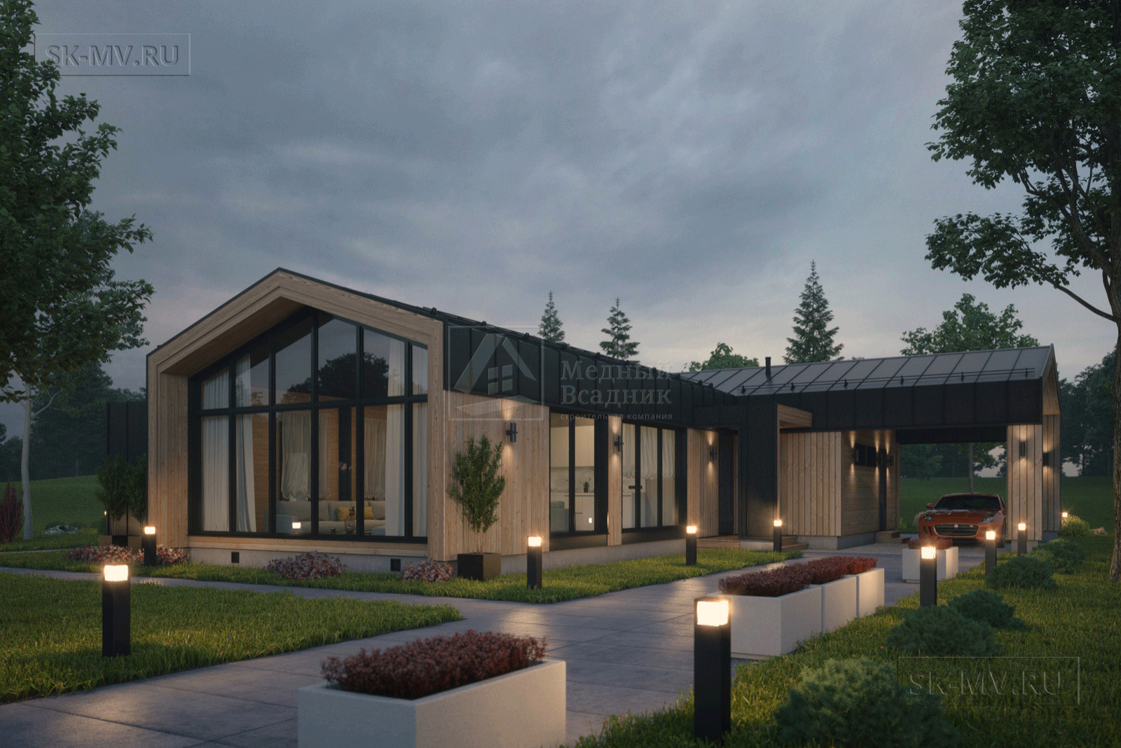 Обложка проекта: Проект одноэтажного дома "Пирогово 2" | 187 кв.м | sk-mv.ru