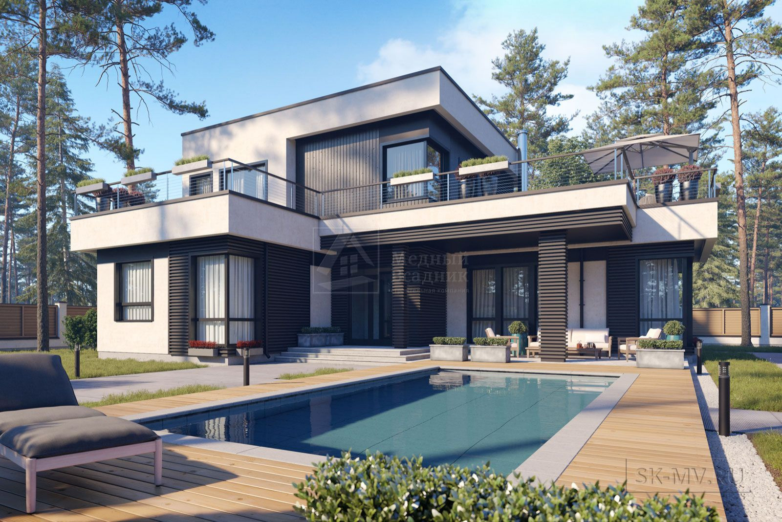 Проект дома в стиле хай-тек Зеленогорск | 304 кв.м | sk-mv.ru
