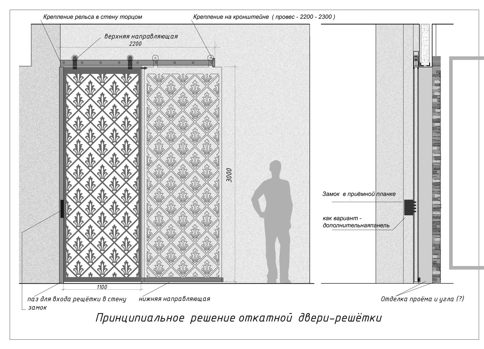 Откатная защитно-декоративная дверь.