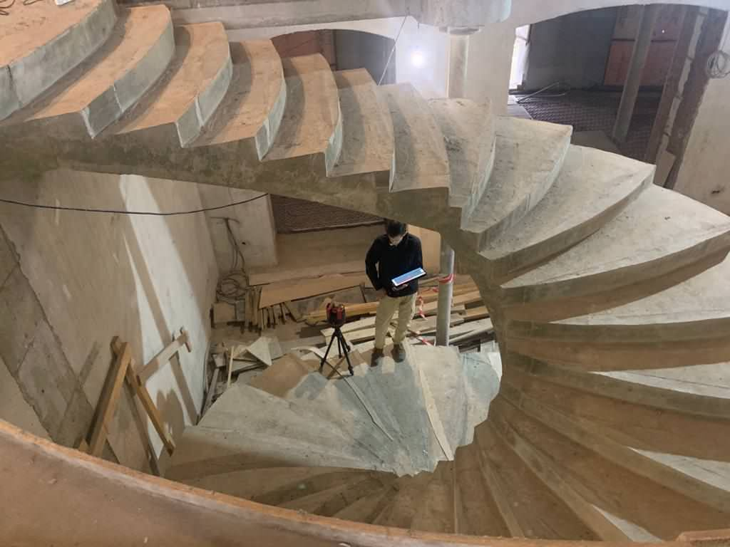 Обмерные работы по созданию 3D модели спиральной лестницы переменной кривизны