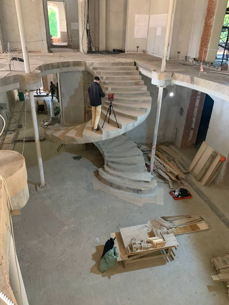 Обмерные работы по созданию 3D модели спиральной лестницы переменной кривизны