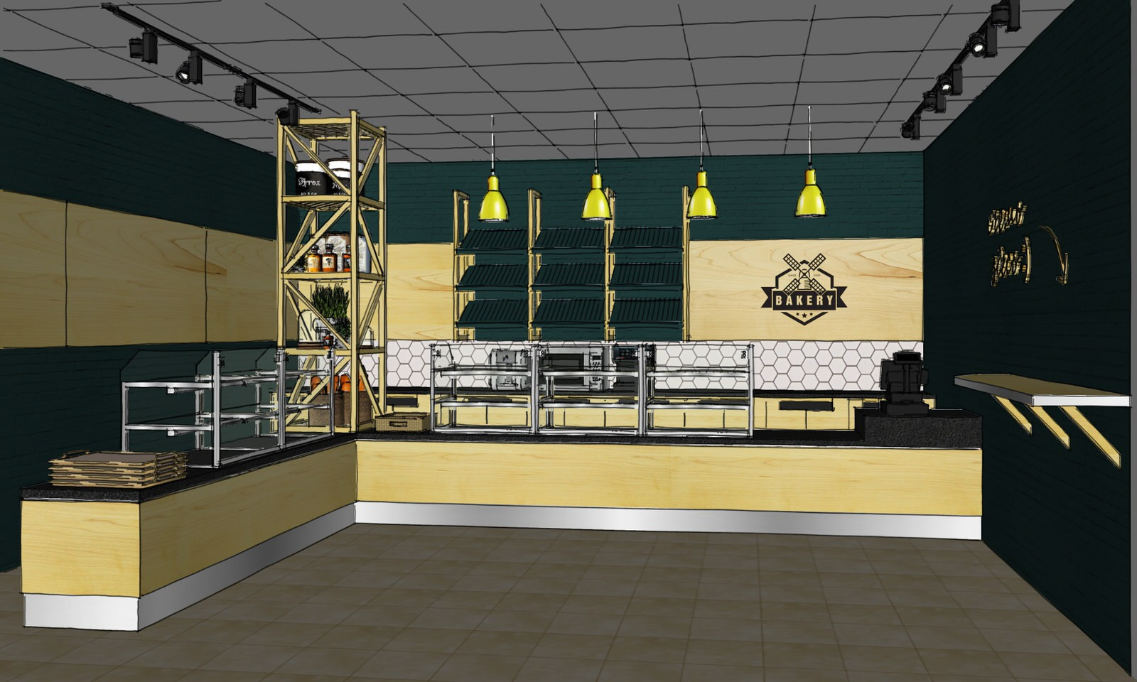 Эскиз торгового зала мини-пекарни