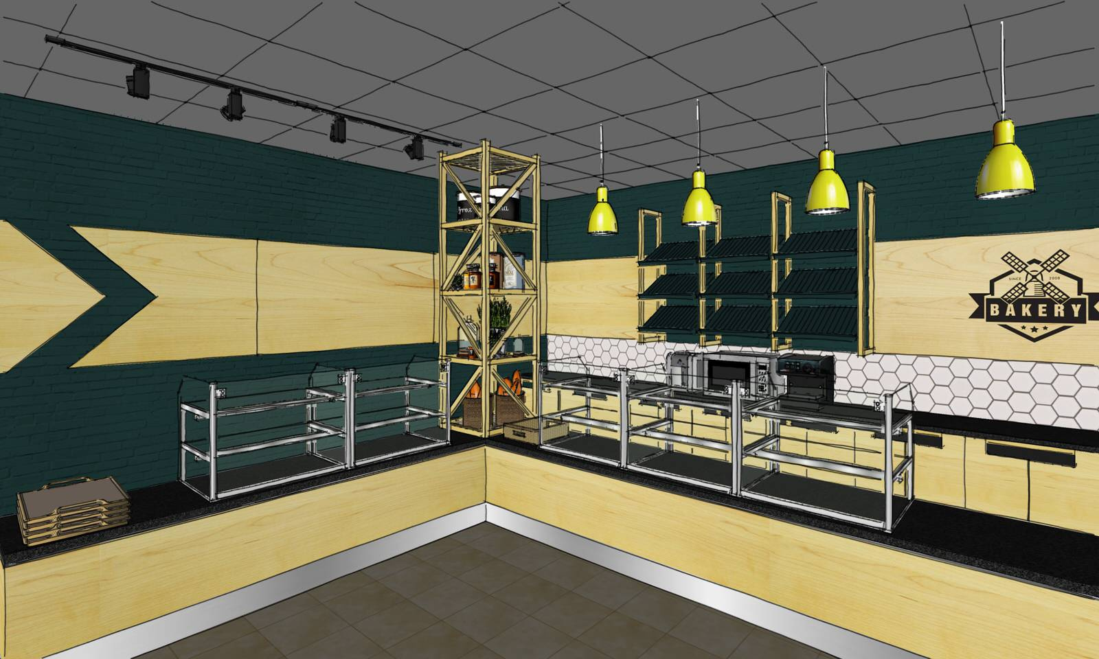 Эскиз торгового зала мини-пекарни
