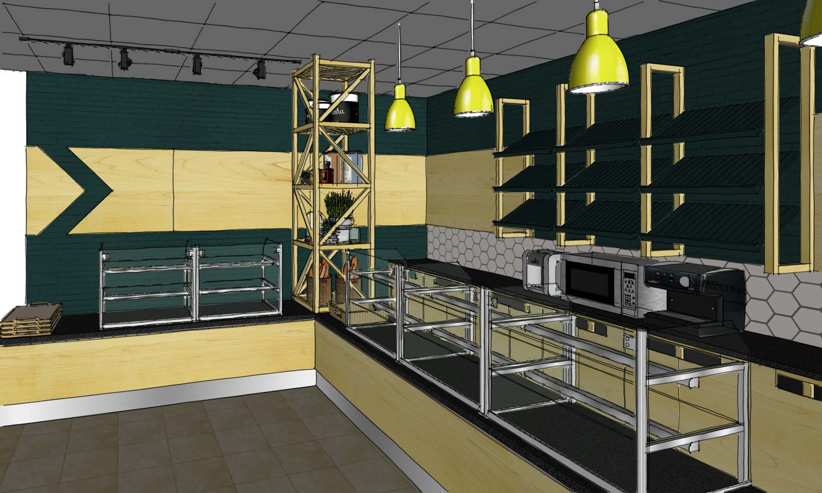 Эскиз торгового зала мини-пекарни