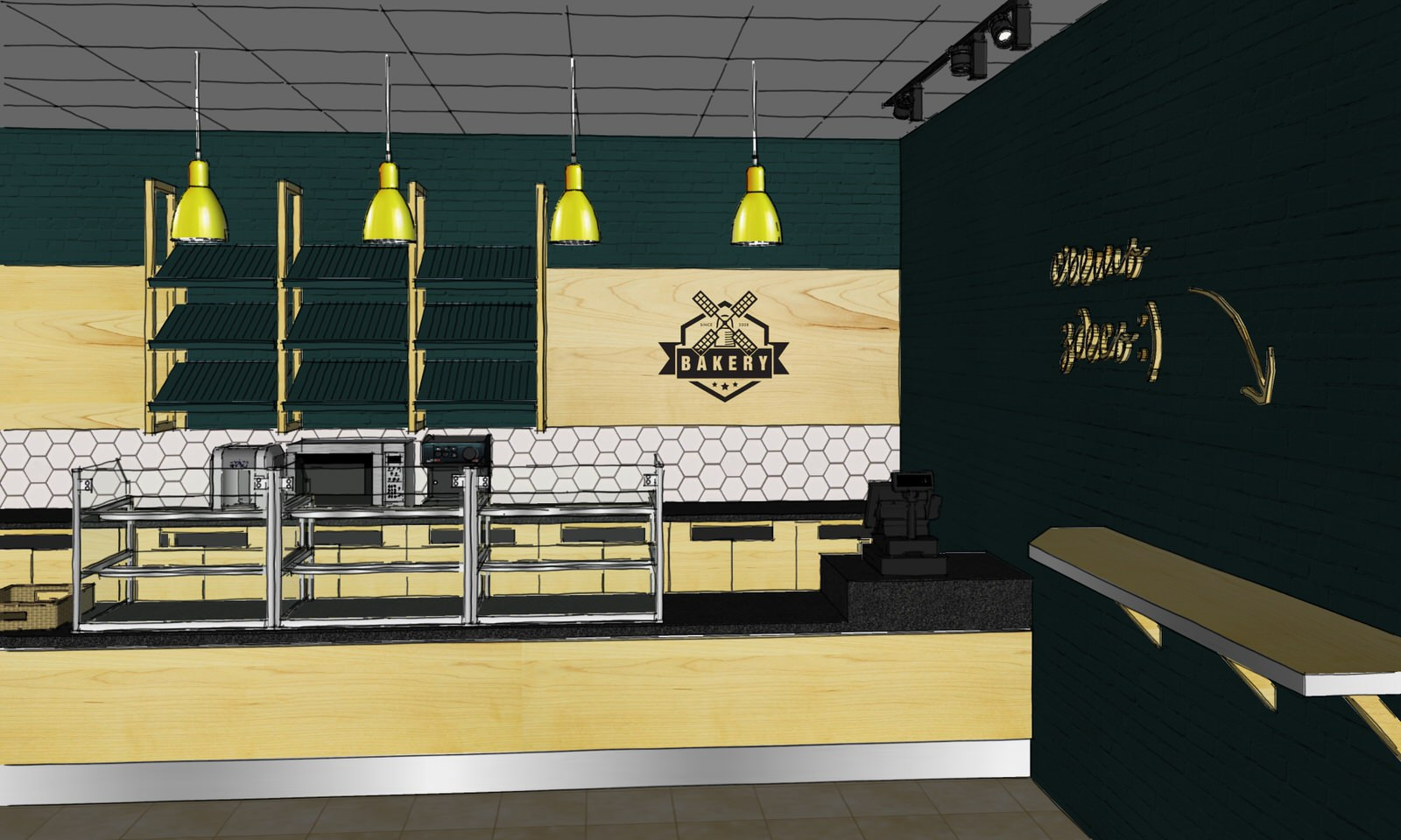 Эскиз торгового зала мини-пекарни