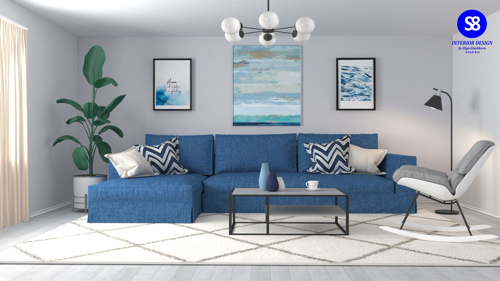 Обложка проекта: Гостиная в скандинавском стиле для клиента из США