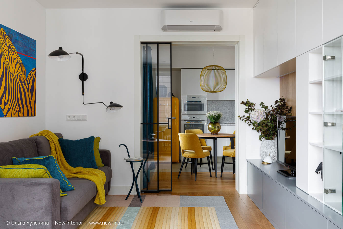 Квартира в стиле mid-century modern в ЖК Европа сити - 68 м²