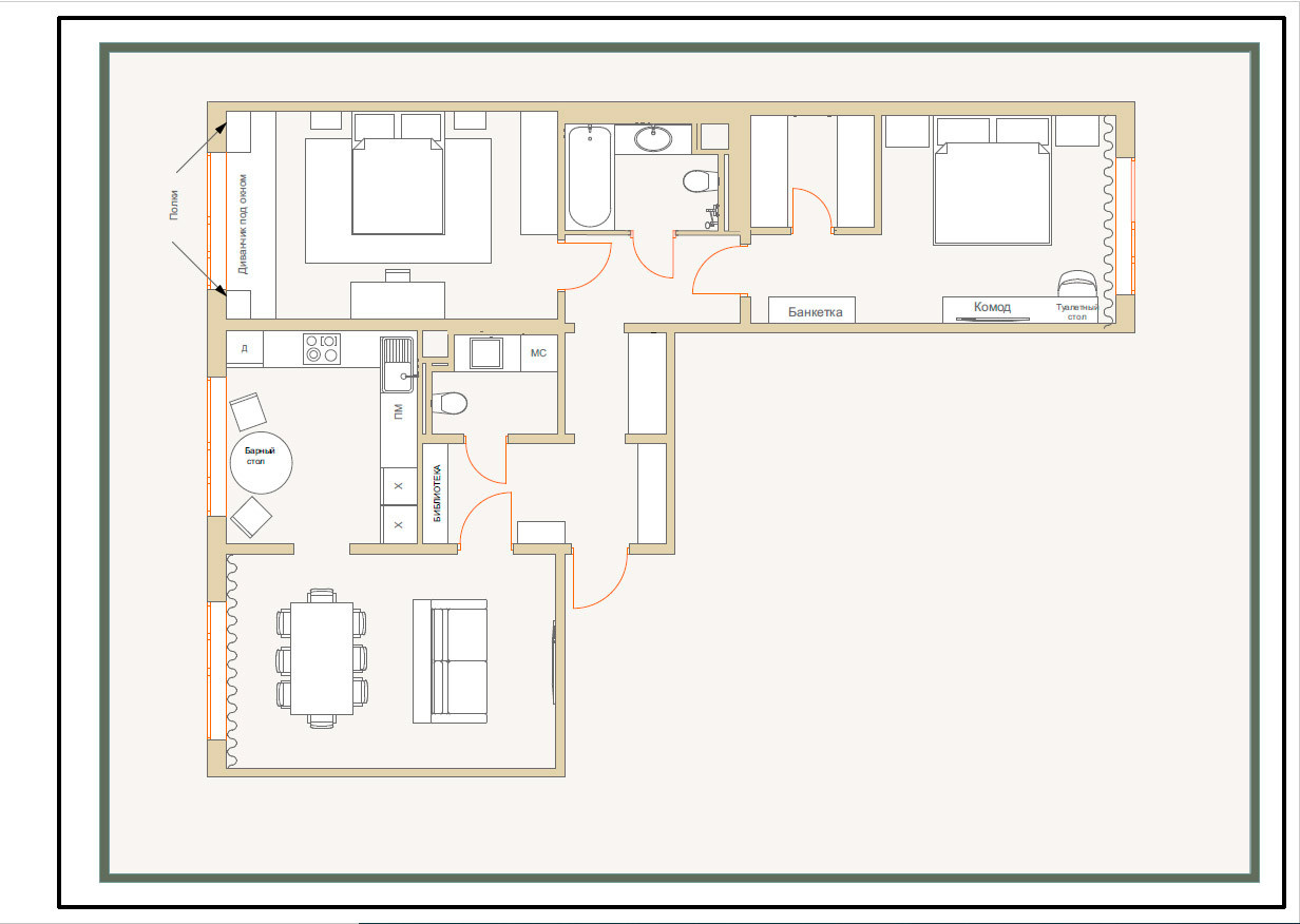 Планировка трехкомнатной квартиры в доме ПИК