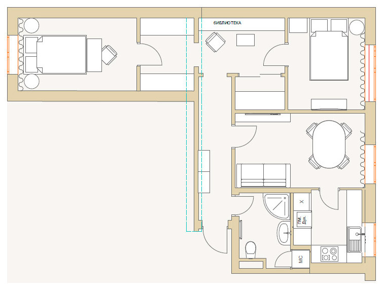 Перепланировка "Брежневки", вариант 3