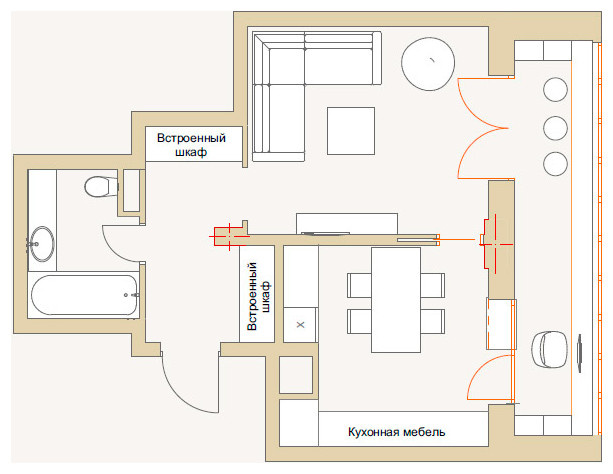 Перепланировка однокомнатной квартиры в Реутове