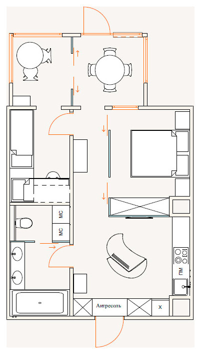 Перепланировка однокомнатной квартиры в Сочи