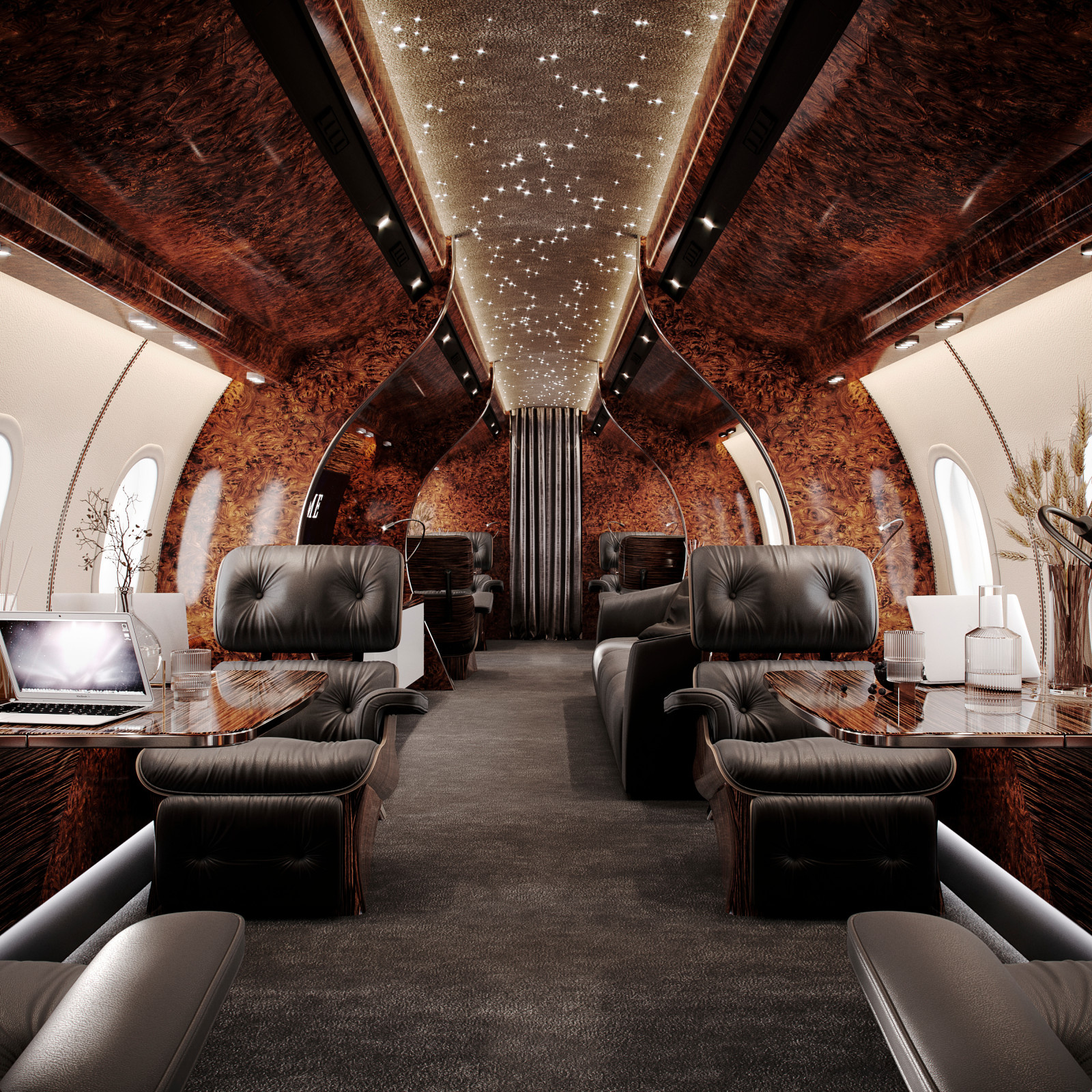 Интерьер частного самолета BOMBARDIER GLOBAL 5000