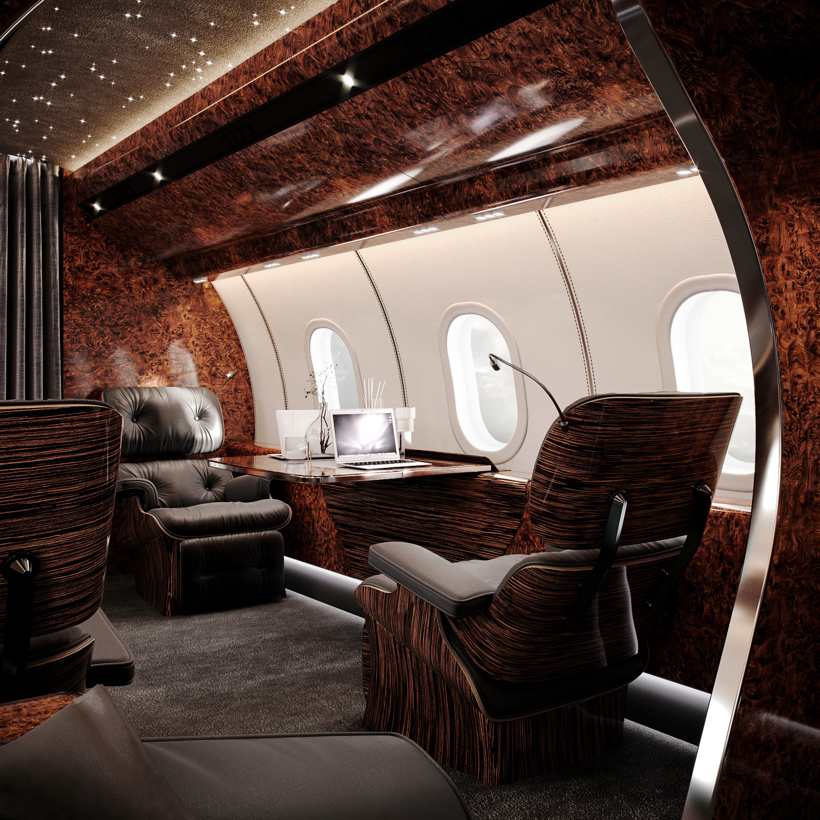 Интерьер частного самолета BOMBARDIER GLOBAL 5000