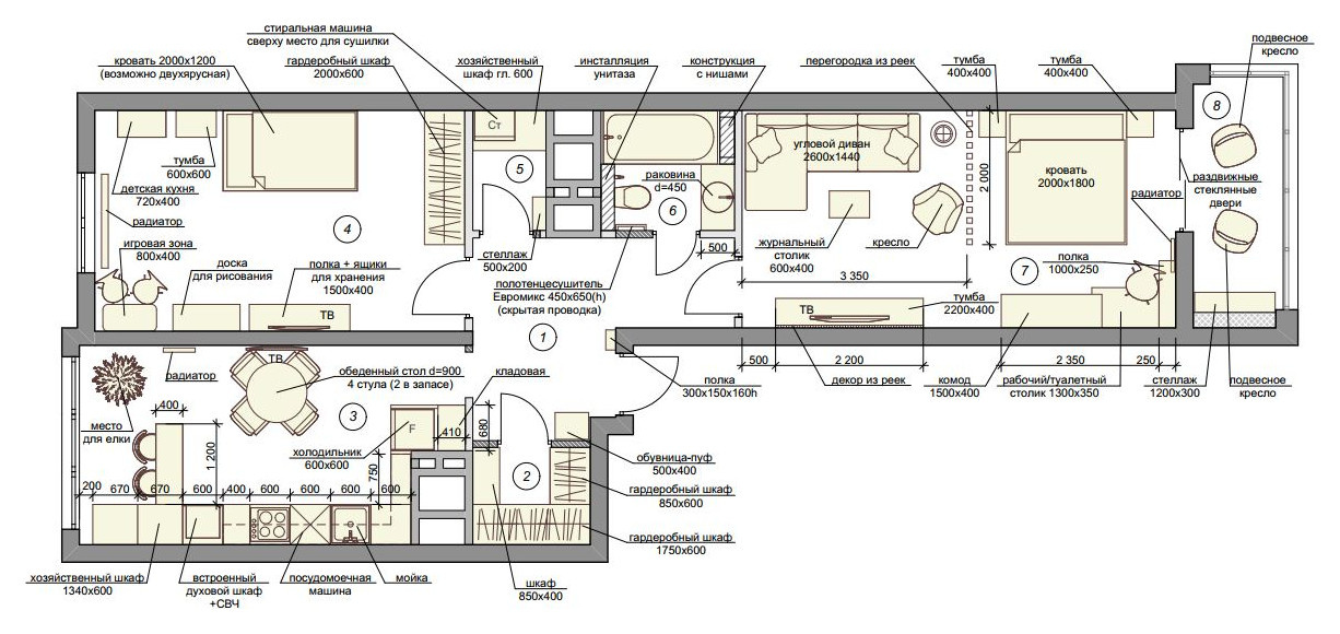 Обложка проекта: рабочие чертежи: планы мебели