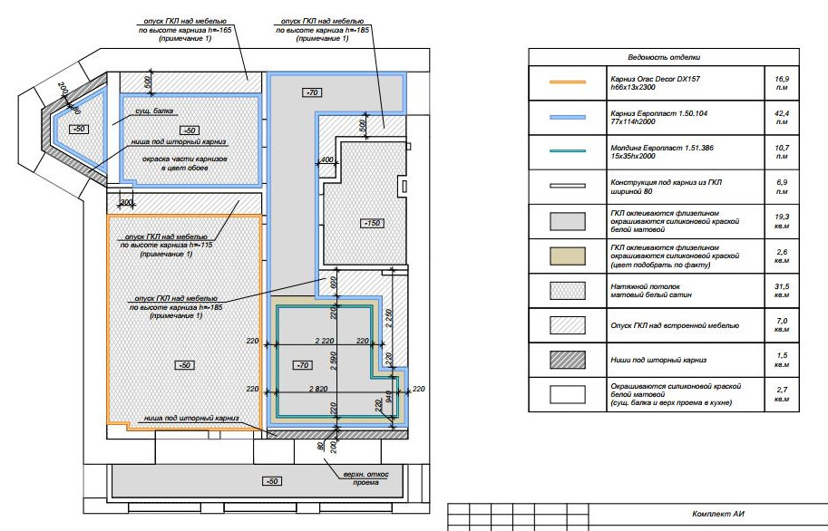 рабочие чертежи: потолки