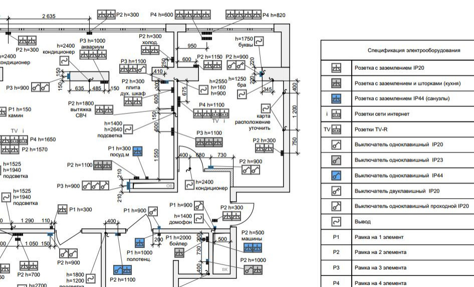 рабочие чертежи: электрика